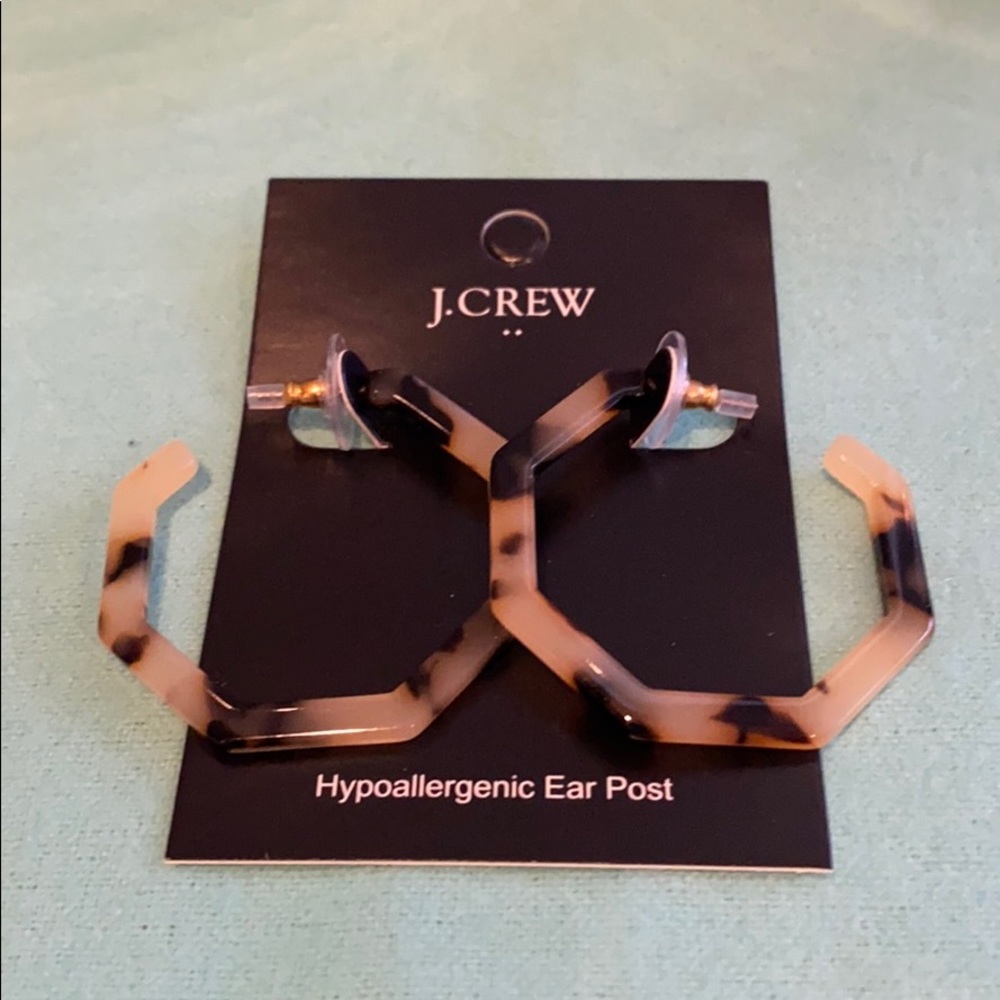 J. Crew Tortoise hoop hexagon earrings. - Picture 6 of 9